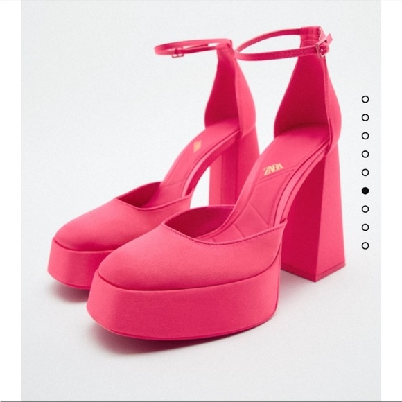 Zara Platform Ankle Strap Heels in Pink NWT - Picture 3 of 5